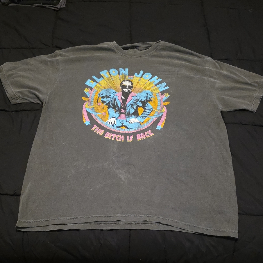 Elton John Graphic Men's Charcoal T-Shirt